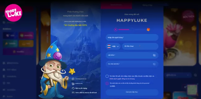 Đăng ký tài khoản tại Happyluke Casino