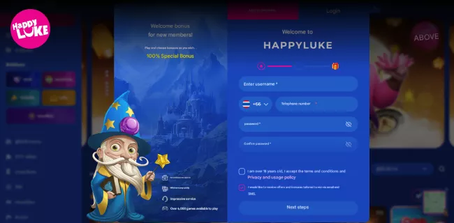 Register an Account at Happyluke Casino